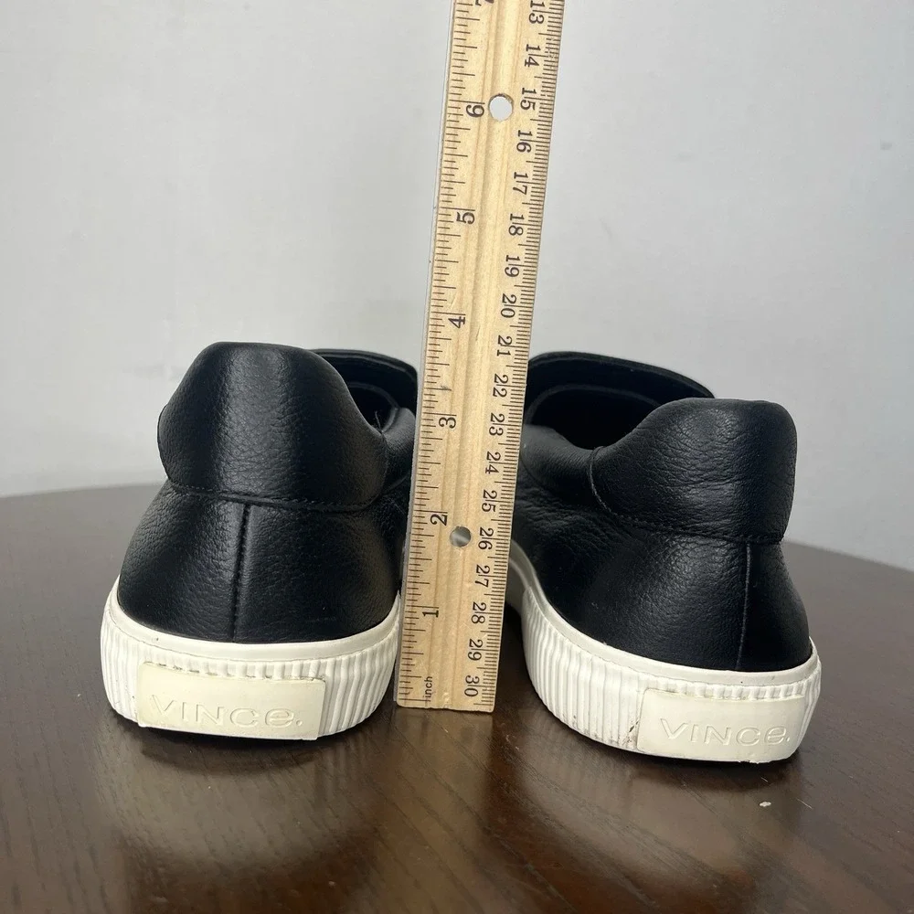 Vince Kirkland Shoes Women's 7M Black Leather Slip On Sneaker ‎ Elastic Band